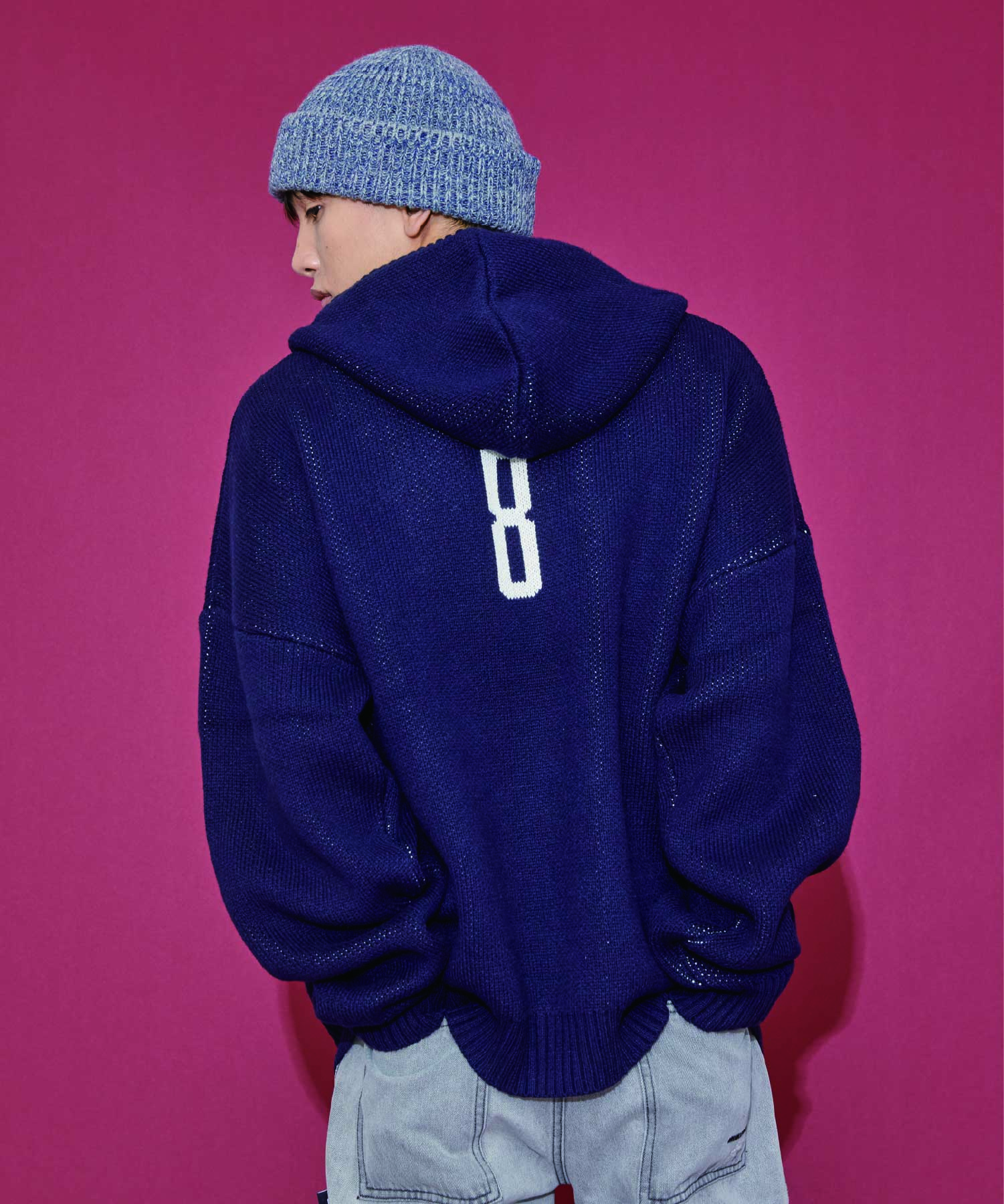 BEENTRILL X BROOKLYNDENIMCO OVERFIT HOODED KNIT SANS 니트후드 (NAVY)